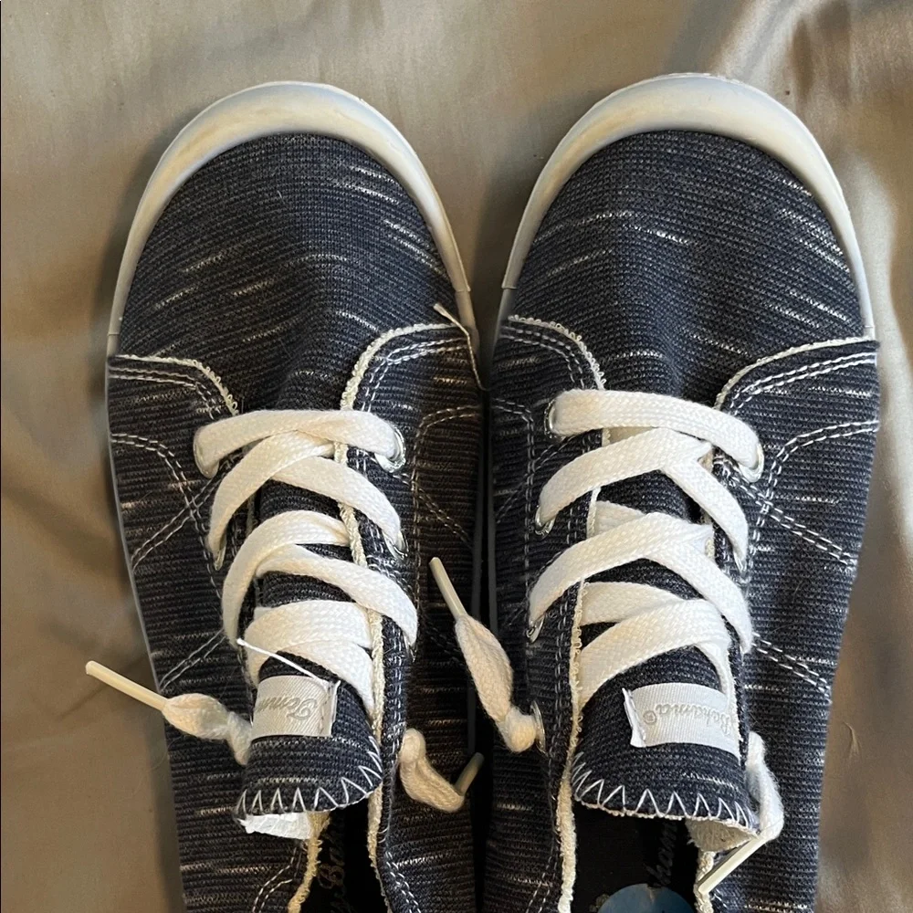 Tommy Bahama Navy Stripe Slip-On Sneakers with White Accents - Picture 6 of 6